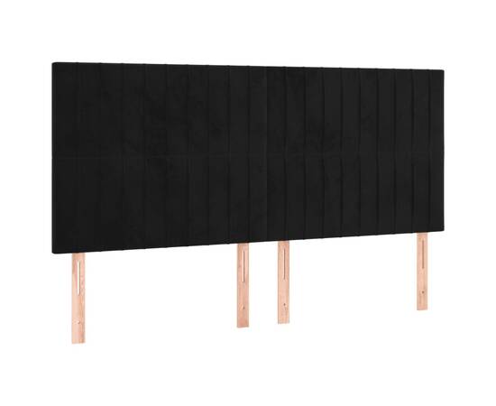 Tăblie de pat cu led, negru, 200x5x118/128 cm, catifea, 4 image