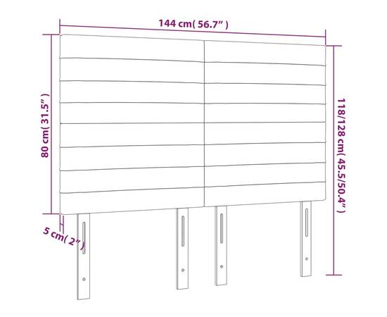 Tăblie de pat cu led, roz, 144x5x118/128 cm, catifea, 6 image