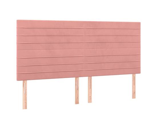 Tăblie de pat cu led, roz, 160x5x118/128 cm, catifea, 4 image