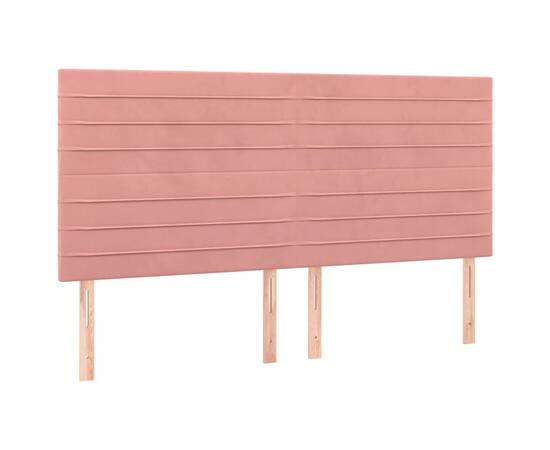 Tăblie de pat cu led, roz, 200x5x118/128 cm, catifea, 4 image