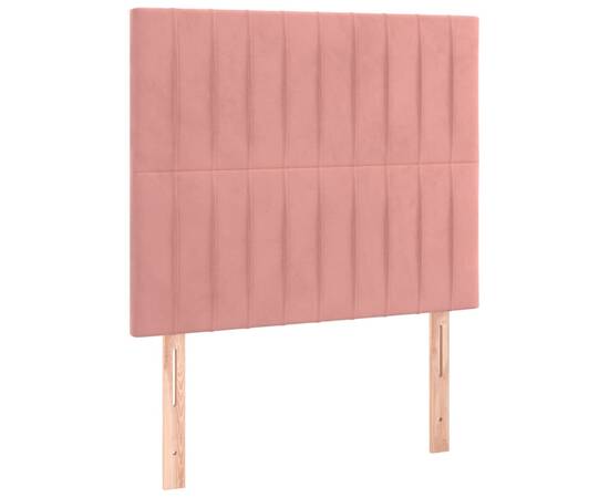 Tăblie de pat cu led, roz, 80x5x118/128 cm, catifea, 4 image