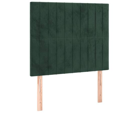 Tăblie de pat cu led, verde închis, 100x5x118/128 cm, catifea, 4 image