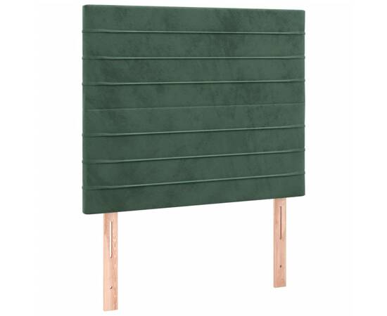 Tăblie de pat cu led, verde închis, 100x5x118/128 cm, catifea, 4 image