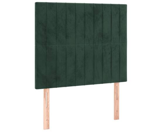 Tăblie de pat cu led, verde închis, 90x5x118/128 cm, catifea, 4 image