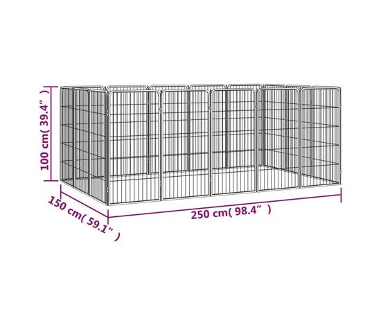 Țarc câini 16 panouri negru 50x100 cm oțel vopsit electrostatic, 7 image