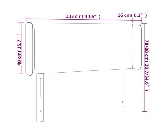 Tăblie de pat cu led, alb, 103x16x78/88 cm, piele ecologică, 6 image