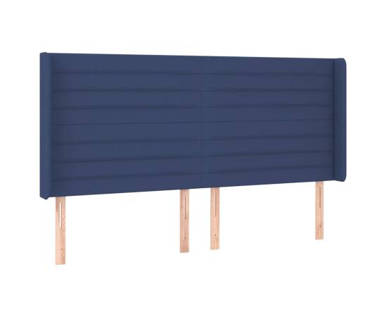 Tăblie de pat cu led, albastru, 183x16x118/128 cm, textil, 3 image
