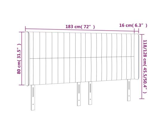 Tăblie de pat cu led, albastru, 183x16x118/128 cm, textil, 6 image