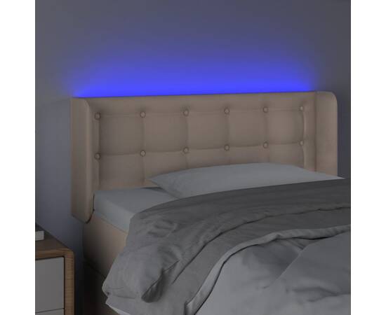 Tăblie de pat cu led, cappuccino, 93x16x78/88cm piele ecologică, 4 image