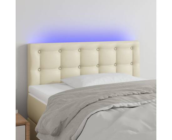 Tăblie de pat cu led, crem, 100x5x78/88 cm, piele ecologică