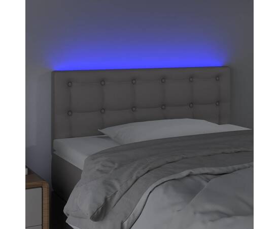 Tăblie de pat cu led, gri, 90x5x78/88 cm, piele ecologică, 3 image