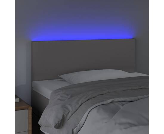 Tăblie de pat cu led, gri, 90x5x78/88 cm, piele ecologică, 3 image