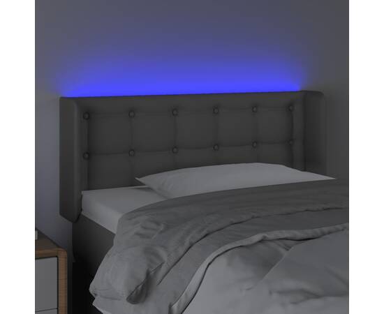 Tăblie de pat cu led, gri, 93x16x78/88 cm, piele ecologică, 4 image