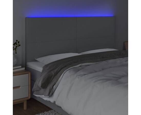 Tăblie de pat cu led, gri deschis, 180x5x118/128 cm, textil, 3 image