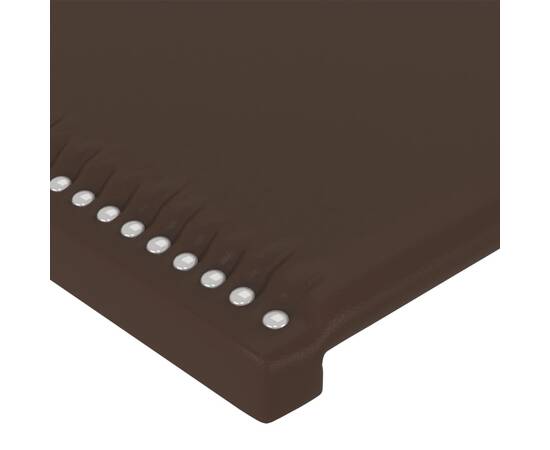 Tăblie de pat cu led, maro, 100x5x78/88 cm, piele ecologică, 5 image