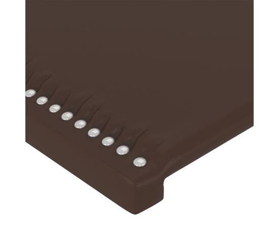 Tăblie de pat cu led, maro, 80x5x78/88 cm, piele ecologică, 4 image