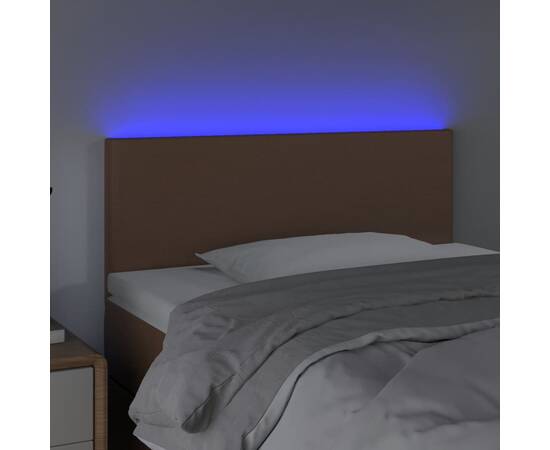 Tăblie de pat cu led, maro, 90x5x78/88 cm, piele ecologică, 3 image