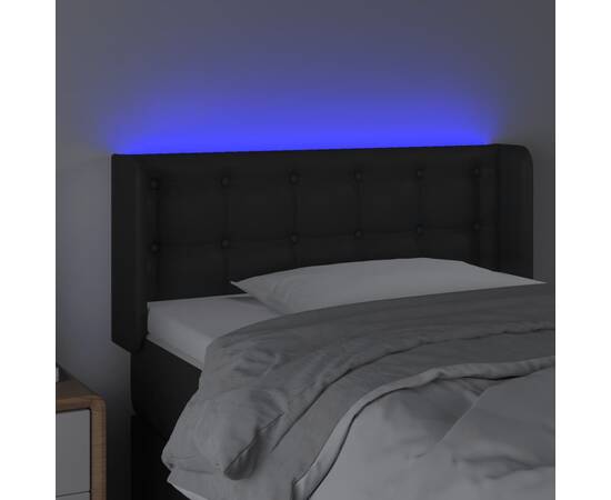 Tăblie de pat cu led, negru, 103x16x78/88 cm, piele ecologică, 4 image