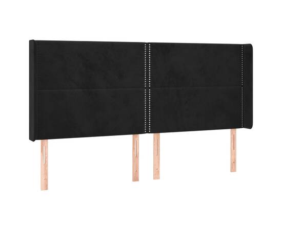 Tăblie de pat cu led, negru, 163x16x118/128 cm, catifea, 3 image