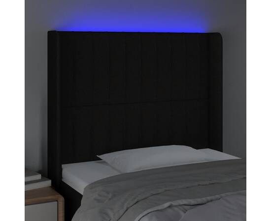 Tăblie de pat cu led, negru, 83x16x118/128 cm, textil, 4 image