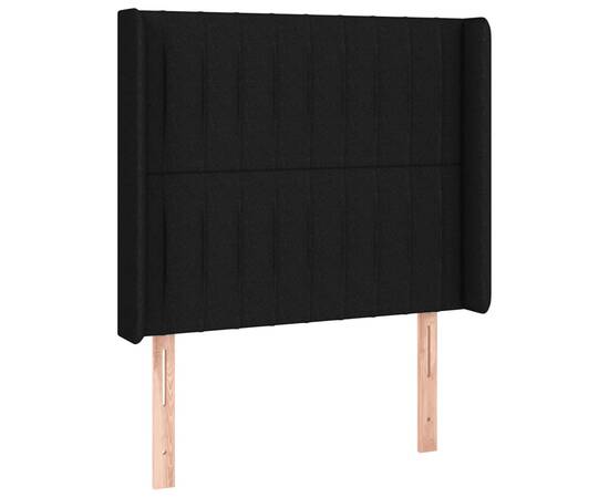 Tăblie de pat cu led, negru, 83x16x118/128 cm, textil, 3 image