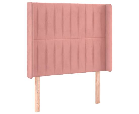 Tăblie de pat cu led, roz, 83x16x118/128 cm, catifea, 3 image