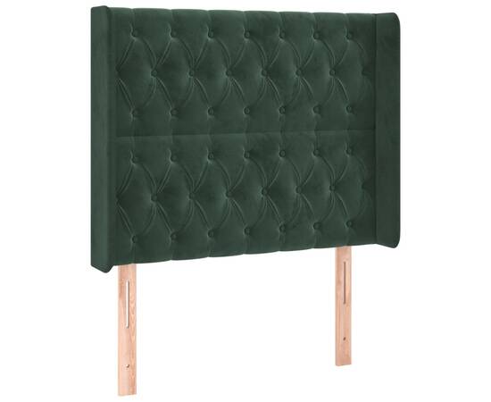 Tăblie de pat cu led, verde închis, 103x16x118/128 cm, catifea, 3 image
