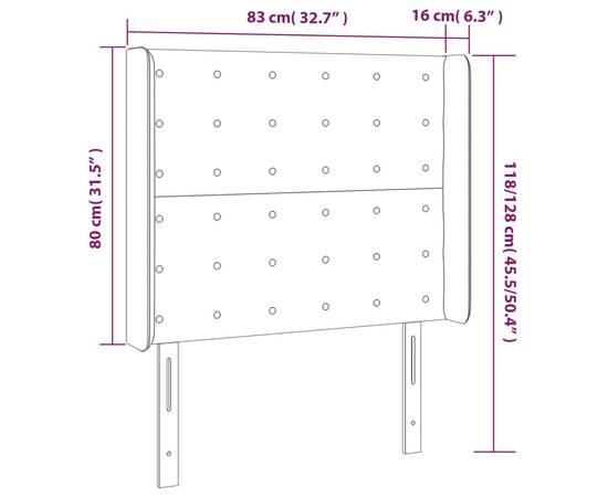 Tăblie de pat cu led, verde închis, 83x16x118/128 cm, catifea, 6 image