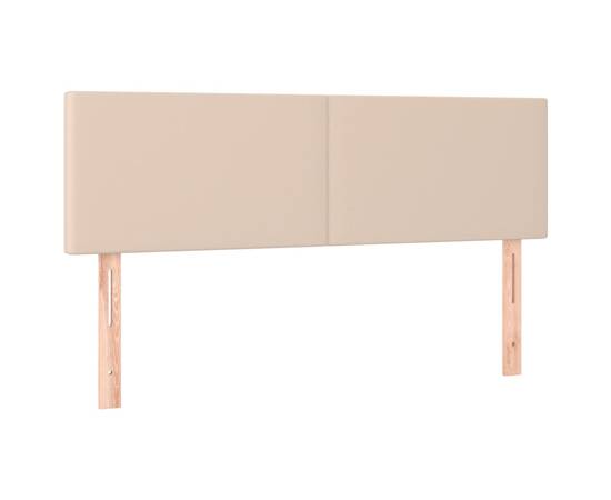 Tăblie de pat cu led cappuccino 144x5x78/88 cm piele ecologică, 4 image