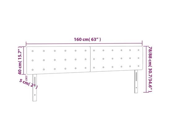 Tăblie de pat cu led cappuccino 160x5x78/88 cm piele ecologică, 6 image