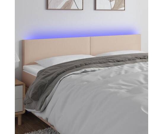 Tăblie de pat cu led cappuccino 180x5x78/88cm piele ecologică