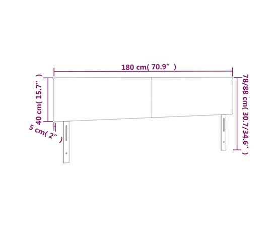 Tăblie de pat cu led cappuccino 180x5x78/88cm piele ecologică, 6 image