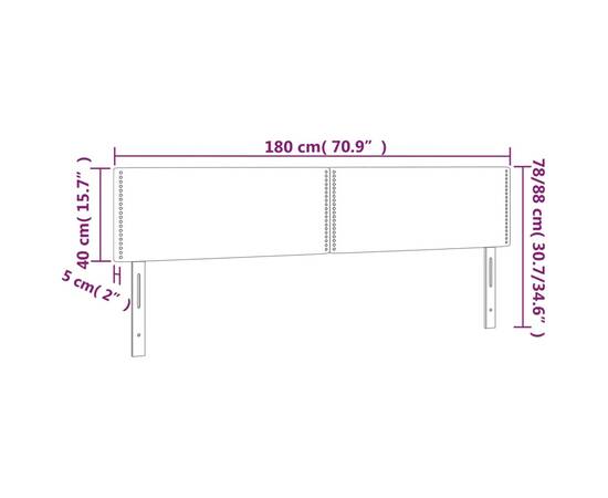 Tăblie de pat cu led cappuccino 180x5x78/88cm piele ecologică, 6 image