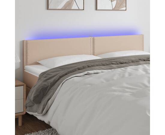 Tăblie de pat cu led cappuccino 180x5x78/88cm piele ecologică