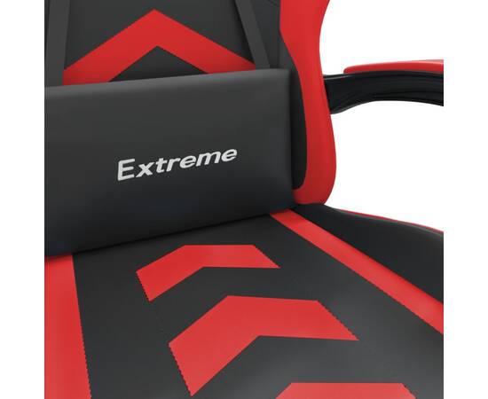 Scaun de gaming pivotant/suport picioare negru/roșu piele eco, 7 image