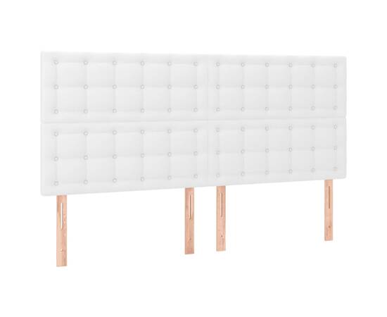 Tăblie de pat cu led, alb, 180x5x118/128 cm, piele ecologică, 4 image