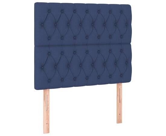 Tăblie de pat cu led, albastru, 100x7x118/128 cm, textil, 4 image