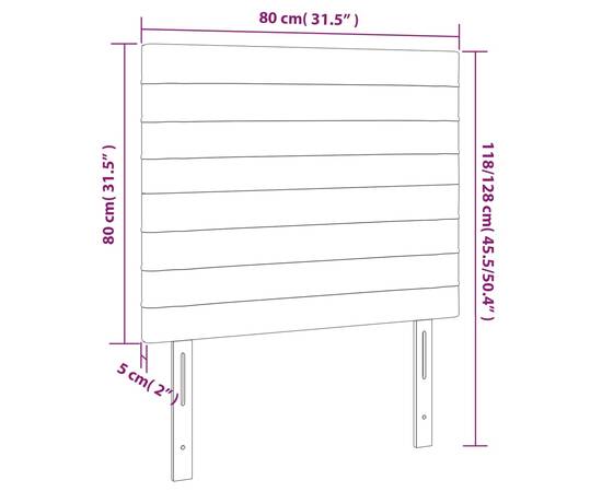 Tăblie de pat cu led, albastru, 80x5x118/128 cm, textil, 6 image