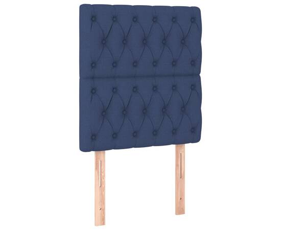 Tăblie de pat cu led, albastru, 80x7x118/128 cm, textil, 4 image