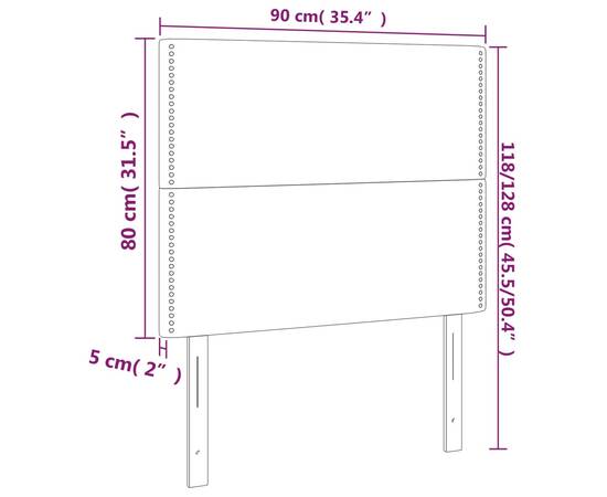 Tăblie de pat cu led, albastru, 90x5x118/128 cm, textil, 6 image