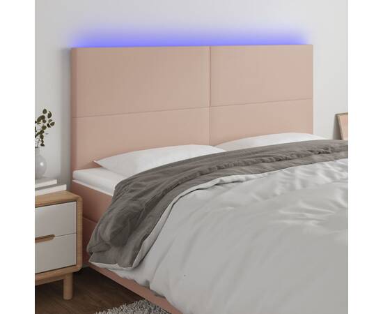 Tăblie de pat cu led, cappuccino, 200x5x118/128 cm, piele eco