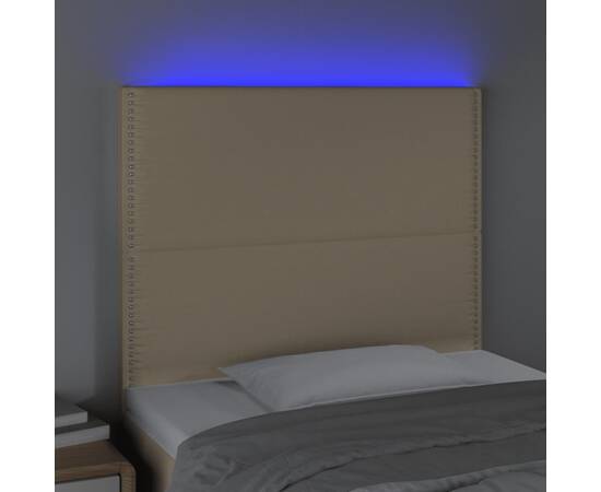 Tăblie de pat cu led, crem, 100x5x118/128 cm, textil, 3 image