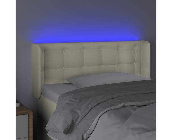 Tăblie de pat cu led, crem, 83x16x78/88 cm, piele ecologică, 4 image