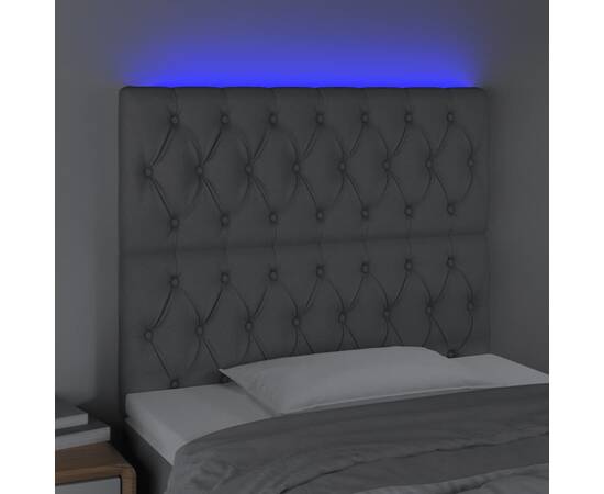 Tăblie de pat cu led, gri deschis, 100x7x118/128 cm, textil, 3 image