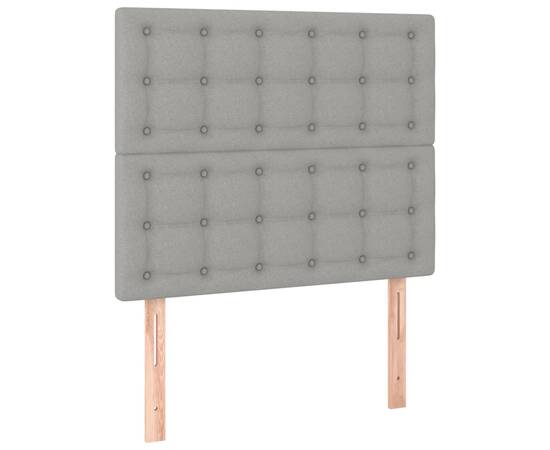 Tăblie de pat cu led, gri deschis, 90x5x118/128 cm, textil, 4 image