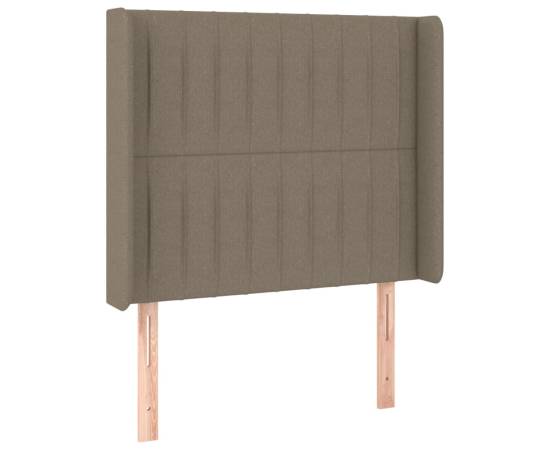 Tăblie de pat cu led, gri taupe, 83x16x118/128 cm, textil, 3 image