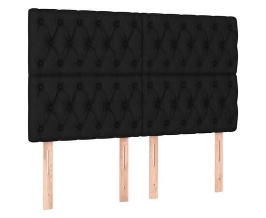 Tăblie de pat cu led, negru, 160x7x118/128 cm, textil, 4 image