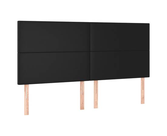 Tăblie de pat cu led, negru, 200x5x118/128 cm, piele ecologică, 4 image