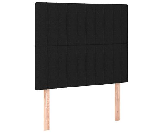 Tăblie de pat cu led, negru, 90x5x118/128 cm, textil, 4 image