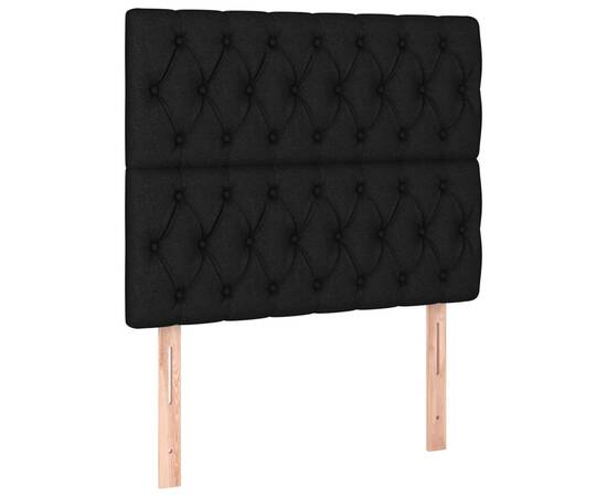 Tăblie de pat cu led, negru, 90x7x118/128 cm, textil, 4 image